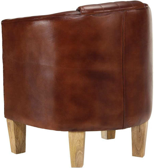 Sessel aus echtem Leder Coffee 58x54x70cm