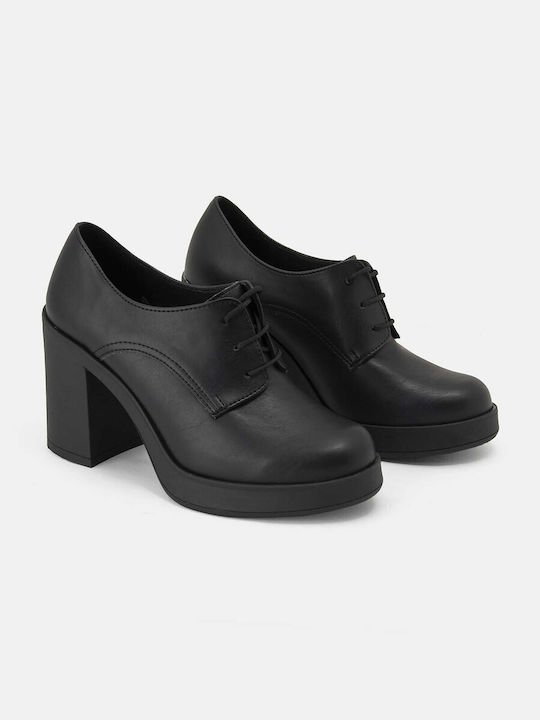 Bozikis Δ Damen Oxford-Stiefeletten mit hohem Absatz Schwarz