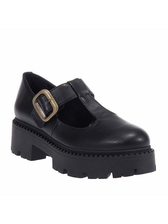 Moyo Damen Ballerinas mit Riemen in Schwarz Farbe