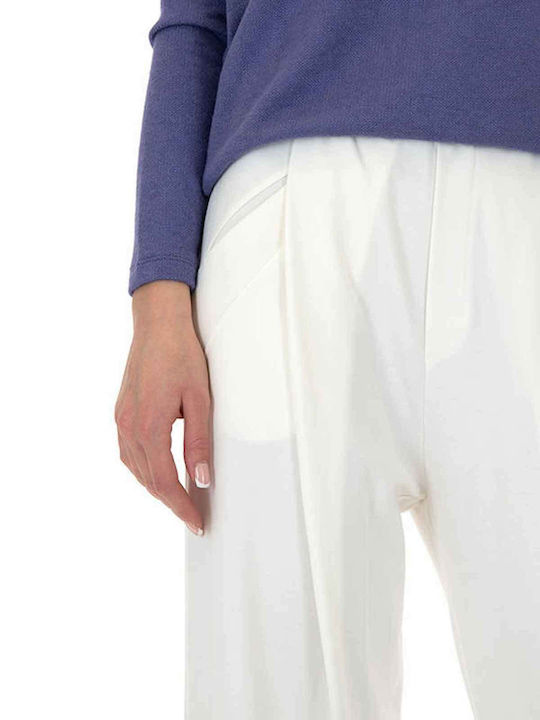 Namaste Women's Fabric Trousers with Elastic White