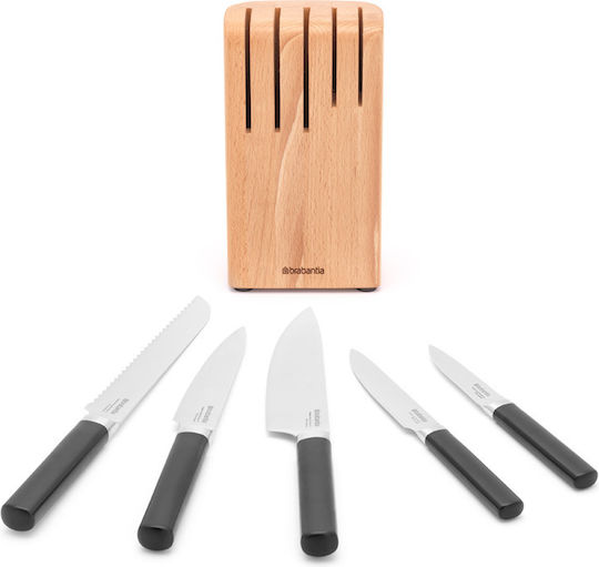 Brabantia Profil Messer Set mit Sockel aus Rostfreiem Stahl 5 Stück