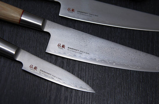 Senzo Suncraft Twisted Octagon Messer Chefkoch aus Damaststahl 20cm