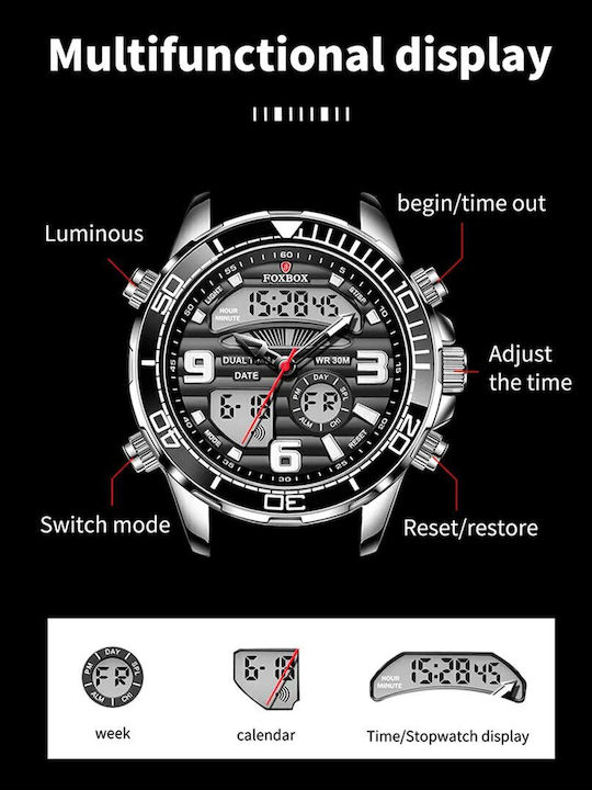 Lige Men's Watch Battery with Silver Metal Bracelet FB0007