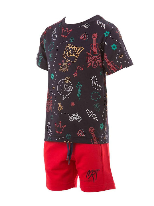 Amaretto Children's mini boy set "allover" B12142 Black-Red