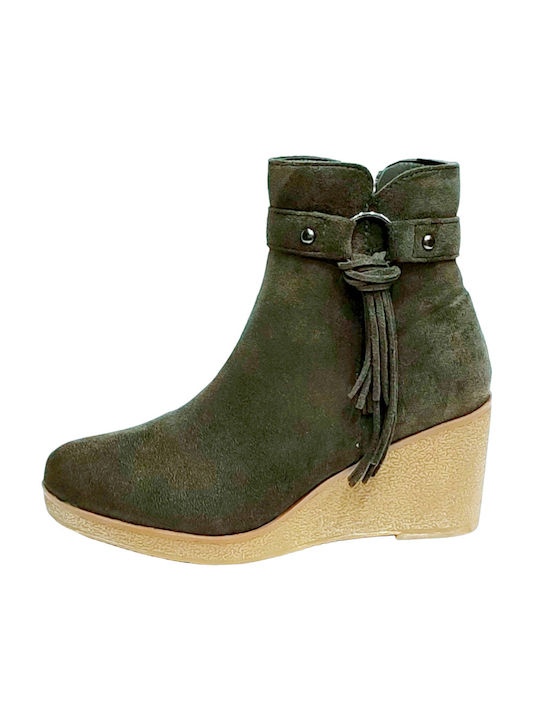 Ideal Shoes Women's Ankle Boots Platform Khaki