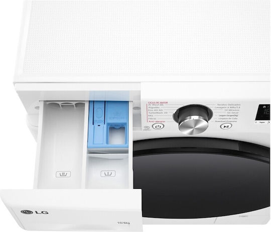 LG Πλυντήριο-Στεγνωτήριο Ρούχων 10kg/6kg Ατμού 1400 Στροφές με Wi-Fi