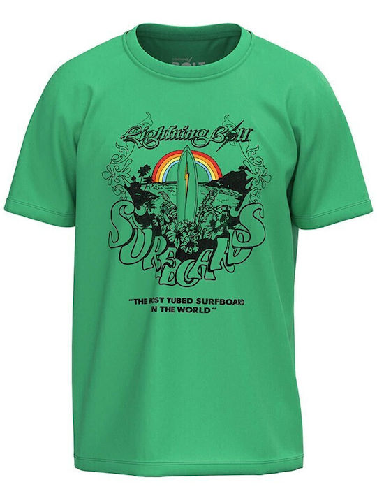 Lightning Bolt Men's Short Sleeve Blouse Green