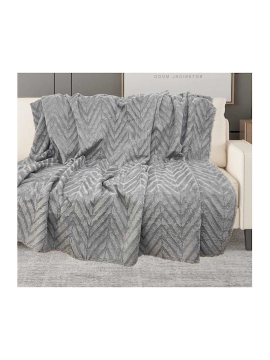 Linea Home Zic Zac Αντιολισθητικό Ριχτάρι Διθέσιου Καναπέ Γούνινο 180x240εκ. Γκρί LH2021864-2