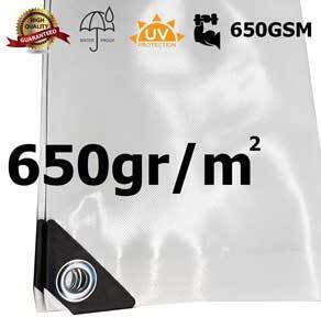 Dalimond Αδιάβροχος Μουσαμάς 650gr/m² 4x2μ. Βαρέως Τύπου Λευκός