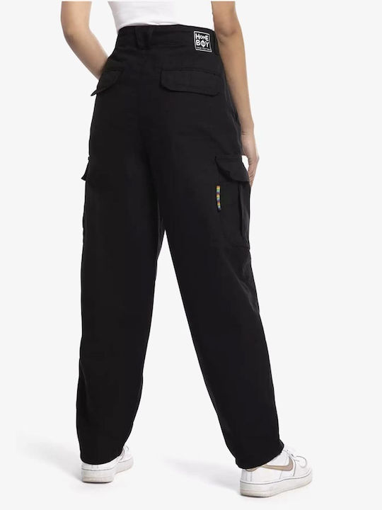 Homeboy Damen Stoff Cargo Hose Baggy Black