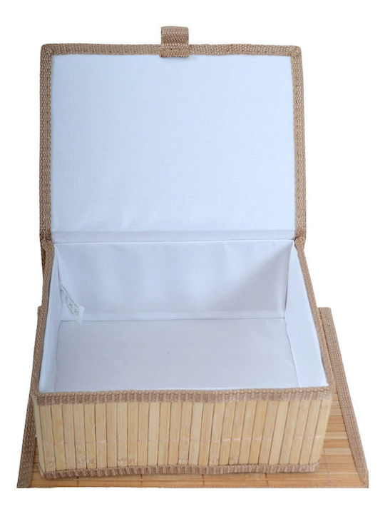 Ankor Ankor Hölzernes Aufbewahrungsbox mit Deckel aus Bambusholz in Naturfarbe Maße 32x25x15cm