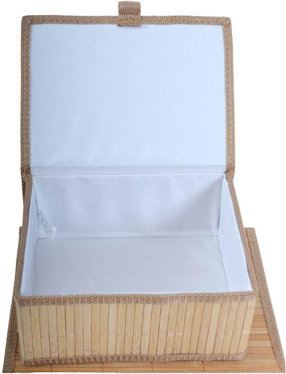 Ankor Cutie de Depozitare din Lemn cu Capac din Lemn de Bambus în Culoare Naturală Dimensiuni 32x25x15cm
