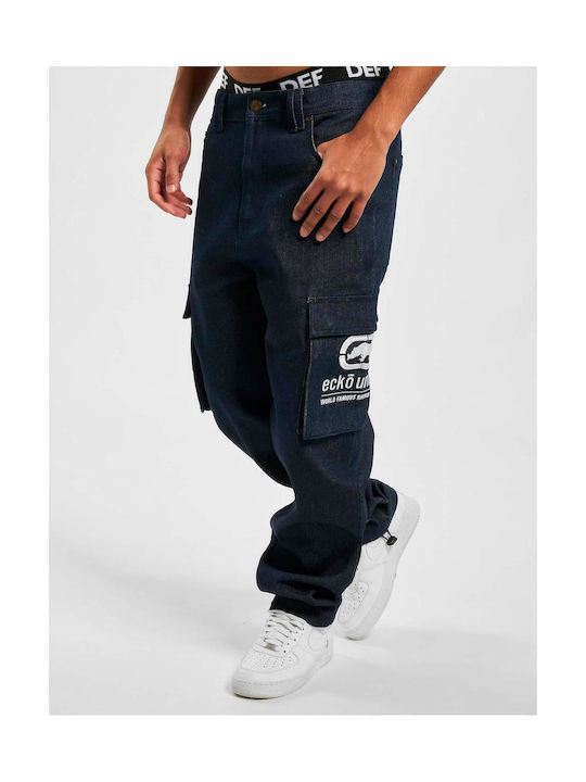 Ανδρικό Παντελόνι Τζιν Cargo με Loose Εφαρμογή Raw Blue