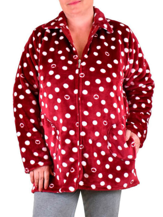 Koyote Winter Women's Fleece Robe Bordeaux Poi