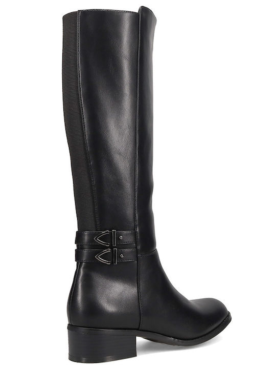 Synthetic Leather Women's Boots with Zipper Black