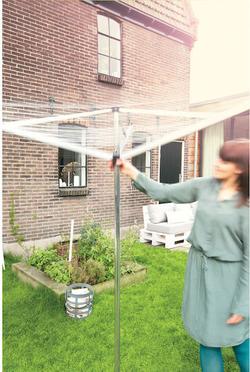 Brabantia Essential Folding Floor Clothes Drying Rack for Garden Made of Aluminum with 30m Hanging Length
