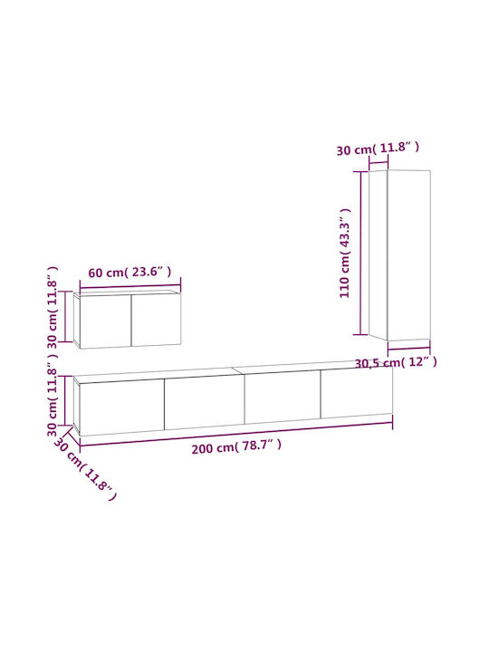 Wohnzimmer TV-Einheit Grey Sonoma L100xB30xH30cm