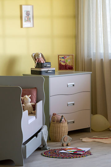 Beige Dara Baby Kommode mit 3 Schubladen Beige 100x55x90cm
