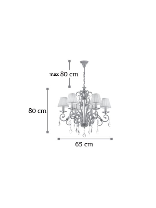 Inlight Candelabru 6xE14 Ø65cm cu Abajururi Bej 5276-6-ΜΠΕΖ