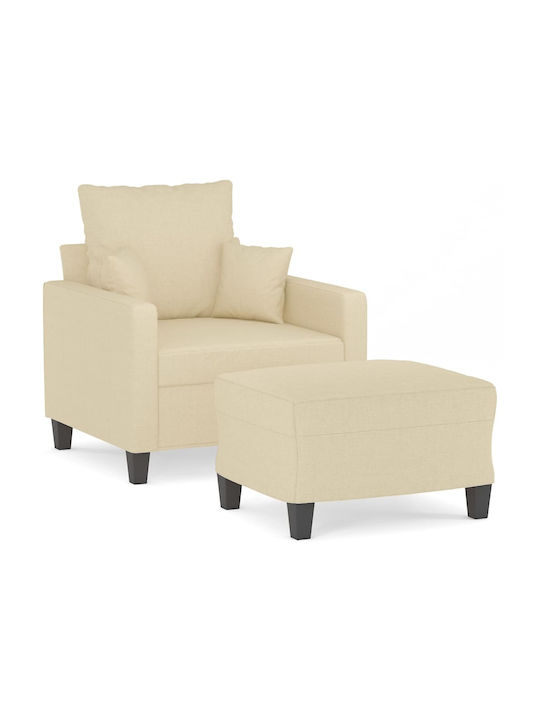 Sessel mit Fußhocker Cream 78x77x80cm
