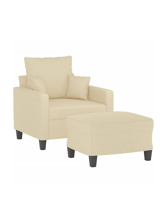 Sessel mit Fußhocker Cream 78x77x80cm
