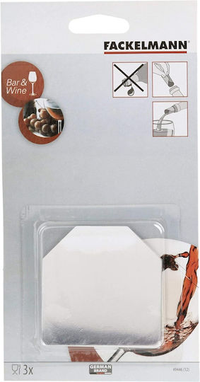 Fackelmann Anti Drop Wine Plastic 3x8cm Set 3pcs Silver Flow Caps