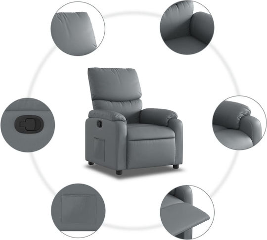 Relaxsessel mit Fußhocker aus Kunstleder Grey 75x99x99cm