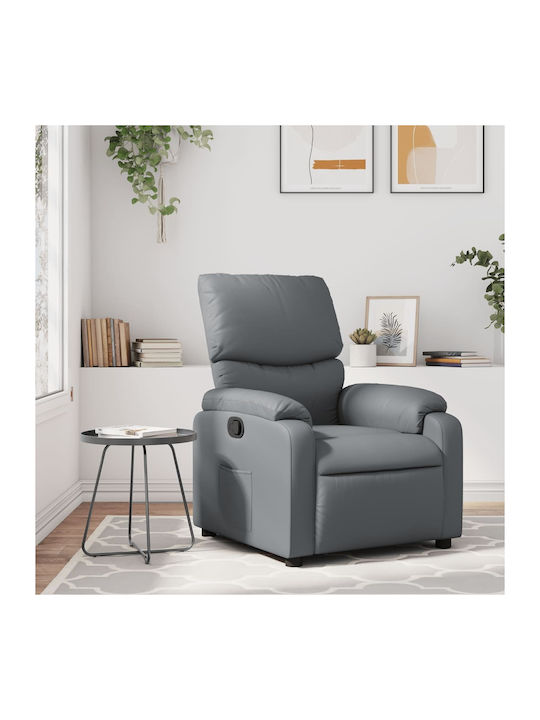 Πολυθρόνα Relax με Υποπόδιο από Δερματίνη Γκρι 75x99x99cm