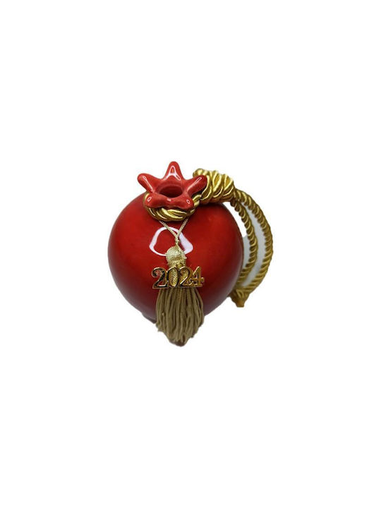 Charm handgefertigt Granatapfel 2024 10x10 cm poliert rot Design 1