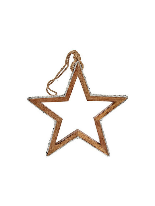 Krist+ Christmas Wooden Star Ornament Silver 2.5x23cm