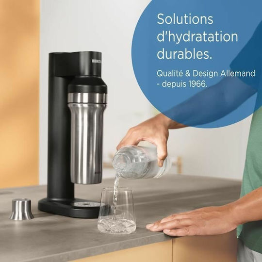 Brita Sodatrio Бутилка За Вода Стъклена С Винтов Капак Черна 1000ml