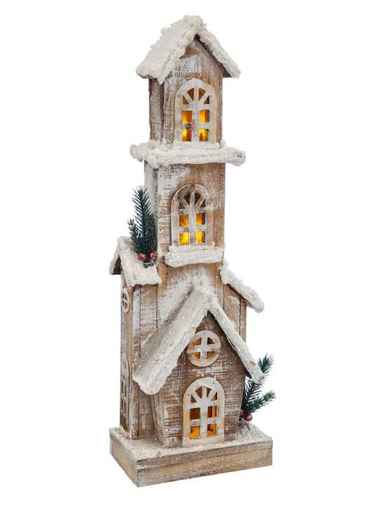 BigBuy Illuminated Christmas Wooden Decorative White Battery 55x18x11cm.