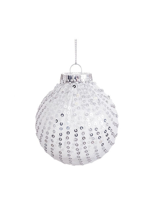 BigBuy Christmas Plastic Ball Ornament White 8cm