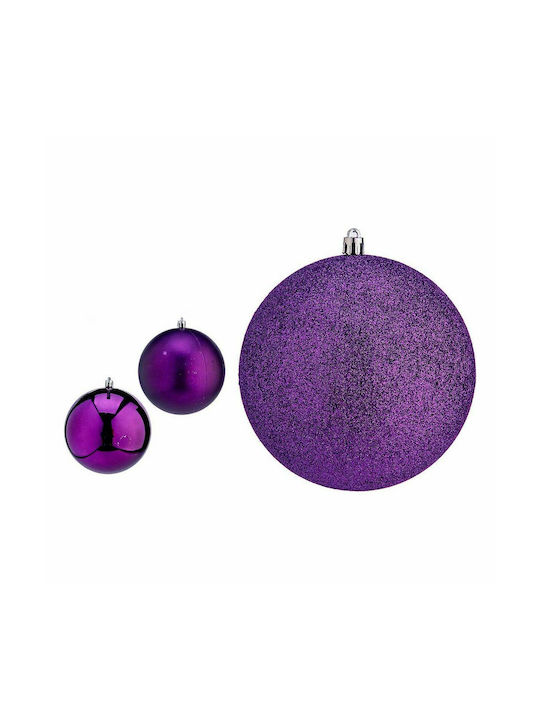 Krist+ Christmas Plastic Set Ornaments Purple 6cm 6pcs