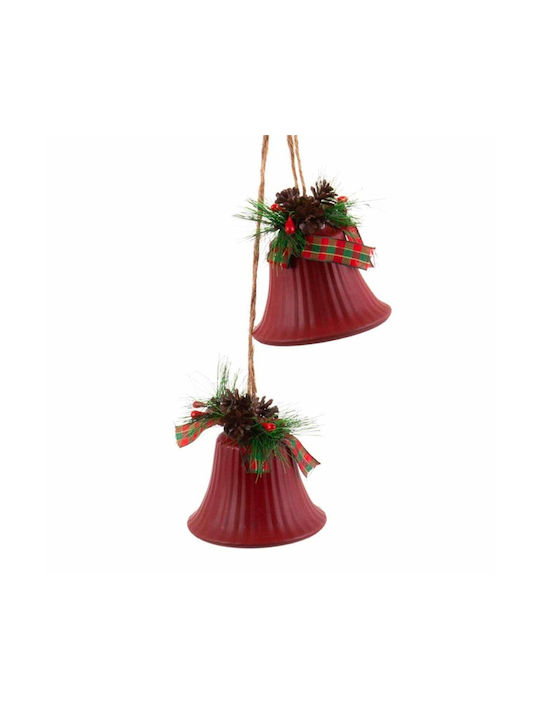 BigBuy Christmas Metallic Bell Ornament Red 9x14cm