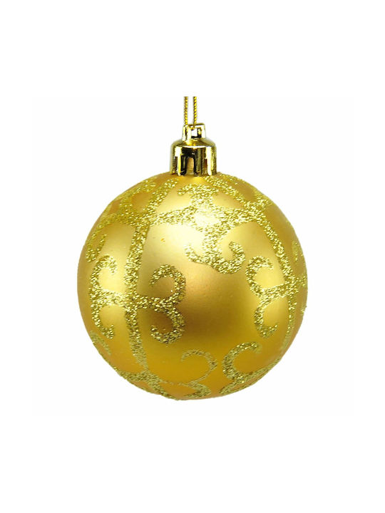 BigBuy Christmas Plastic Ball Ornament Gold 6cm 12pcs