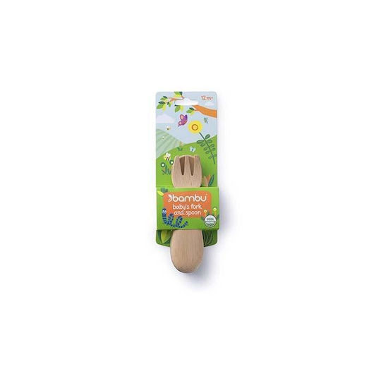 Set pentru bebeluși cu Furculiță din Bambus pentru 12+ luni Bej 2buc