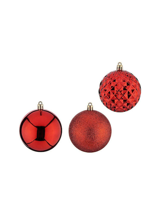 Krist+ Christmas Plastic Ball Ornament Red 8cm 3pcs