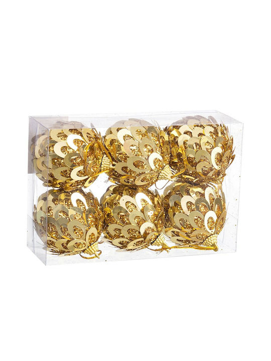 BigBuy Weihnachtshänger Kugel Ornament Plastik Gold 6cm S8804110