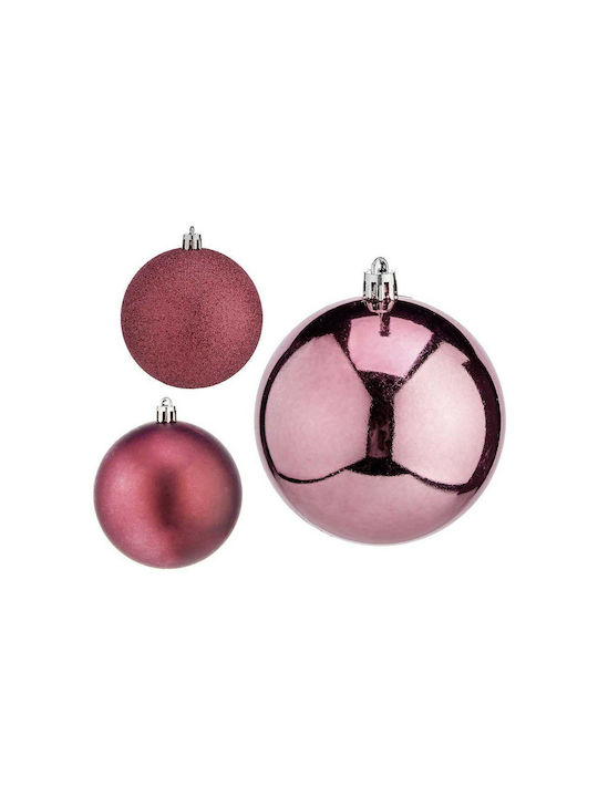 Krist+ Ornament de Crăciun Set Plastic Pink 9x8buc Set de 24buc