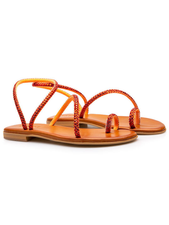 Labrini Damen Flache Sandalen in Orange Farbe