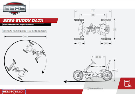 Berg Buddy Cross Go Kart Cu Un Loc Cu Pedală Galben Pentru 3+ Ani