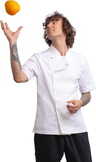 strongAnt Coat Chef 100% Microfiber White with Short Sleeve