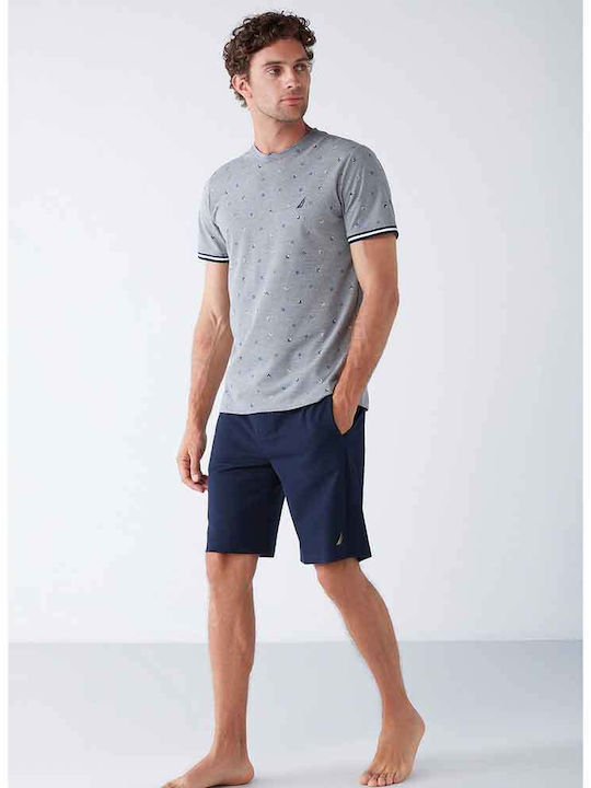 Nautica Men's Summer Pajamas Set Grey-Blue