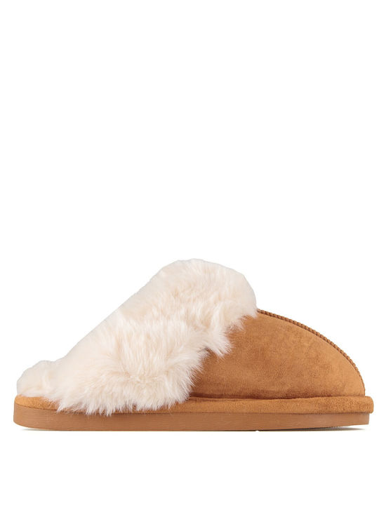 Silia D Winter Women's Slippers with fur in Brown color