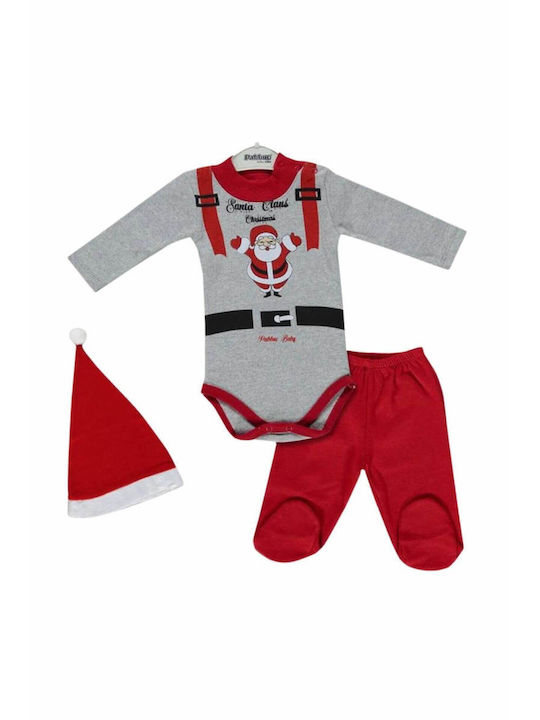 Pabbuc Baby Baby Bodysuit Set Long-Sleeved with Pants Red