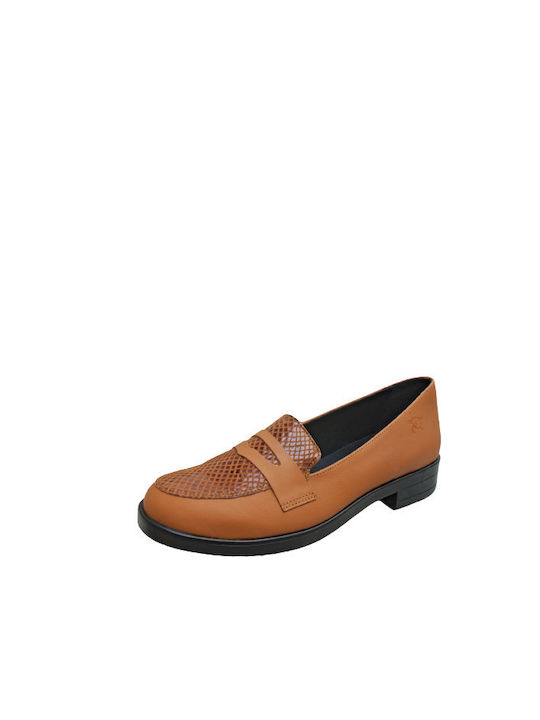 Pyramis Leder Damen Loafers in Tabac Braun Farbe