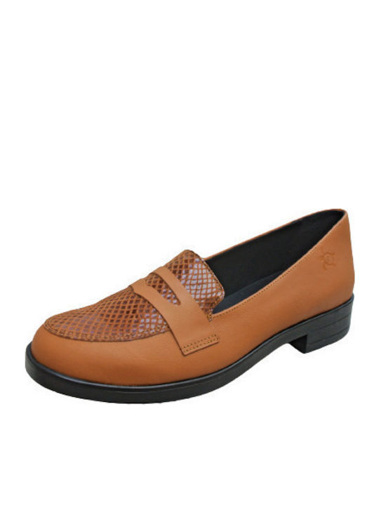 Leder Damen Loafers in Tabac Braun Farbe