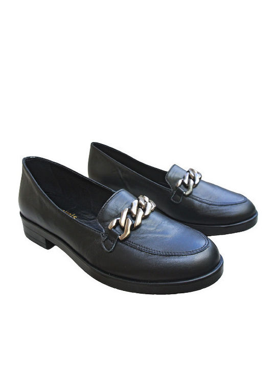 Δερμάτινα Γυναικεία Loafers σε Μαύρο Χρώμα