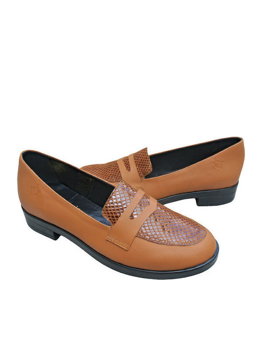Leder Damen Loafers in Tabac Braun Farbe